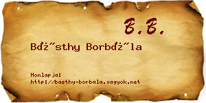 Básthy Borbála névjegykártya